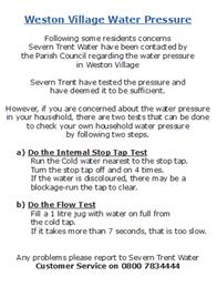 Weston Village Water Pressure